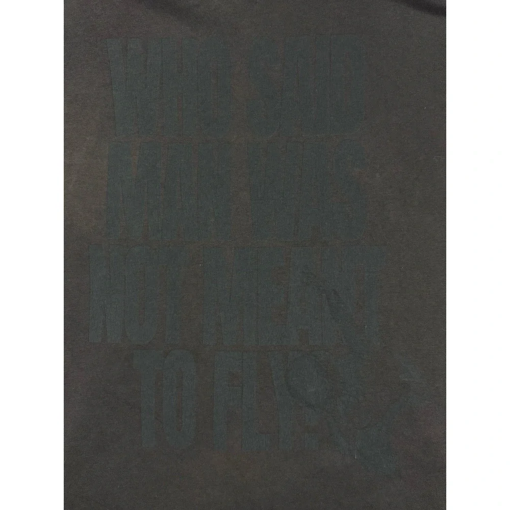 Jordan Mens XXL Washed Black Distressed Hoodie Who Said Man Was Not Meant To Fly